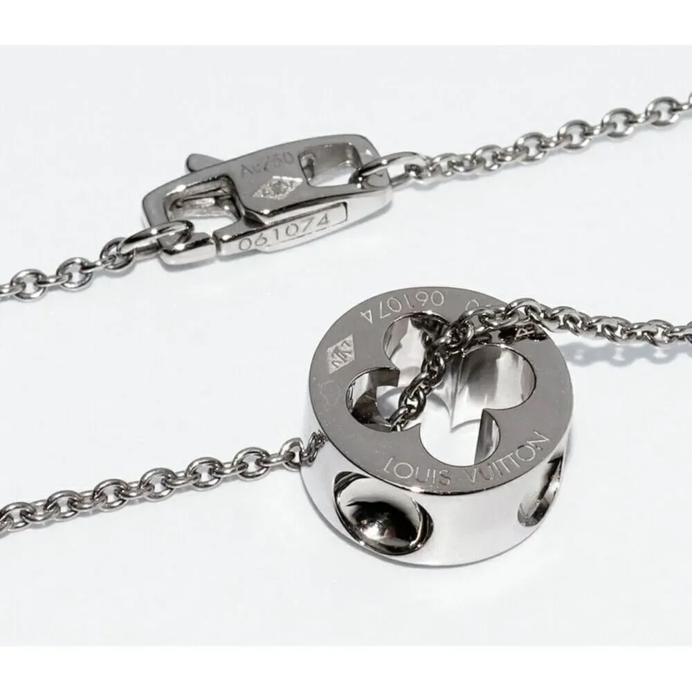 Louis Vuitton 18K White Gold Empreinte Pendant Necklace Q93231